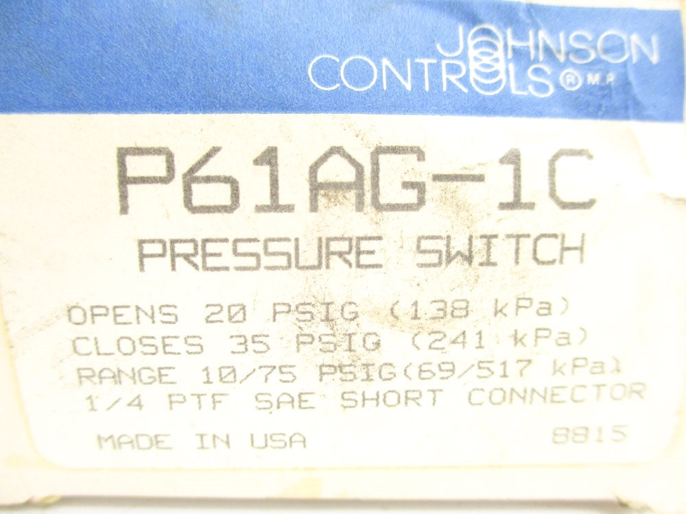 JOHNSON CONTROLS P61AG-1C 10/75PSI NSMP