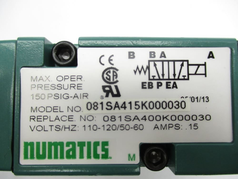 NUMATICS 081SA415K000030 110-120V 15A 150PSIG NSNP