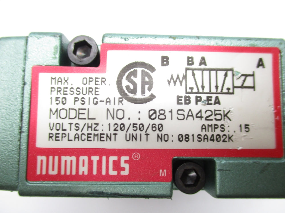NUMATICS 081SA425K 120V 150PSIG NSNP