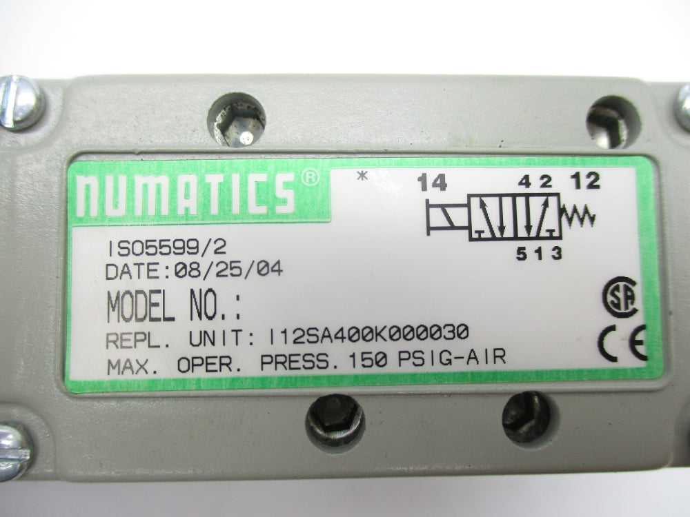NUMATICS I12SA400K000030 150PSIG NSNP