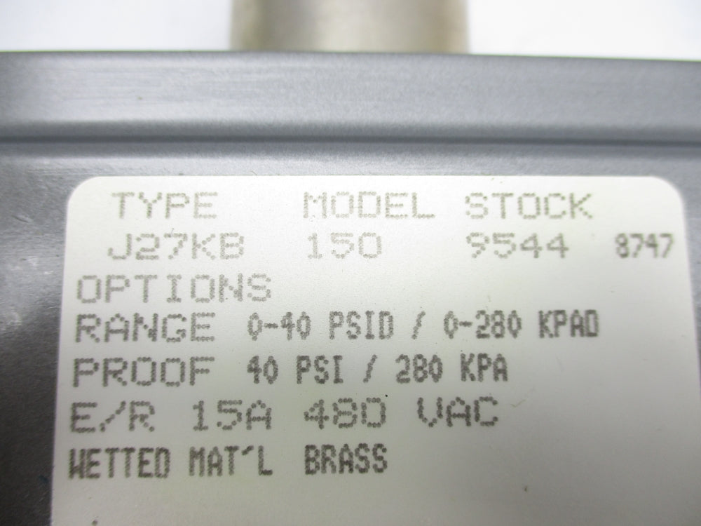 UNITED ELECTRIC J27KB150 125/250VAC 15A 0-40PSI NSNP