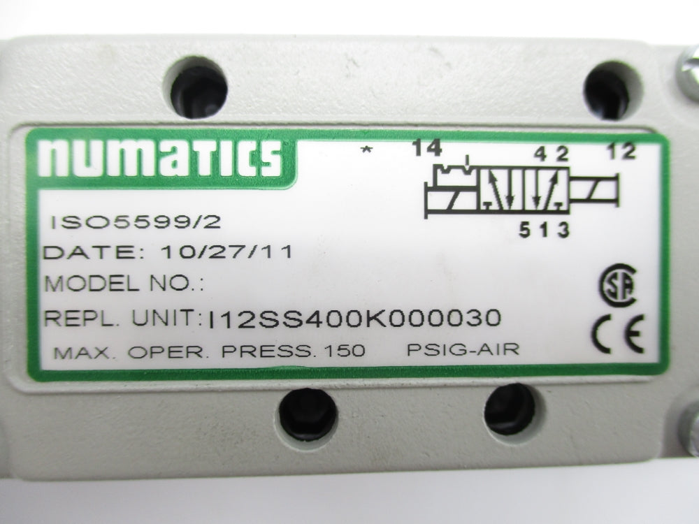 NUMATICS I12SS400K000030 150PSIG NSNP