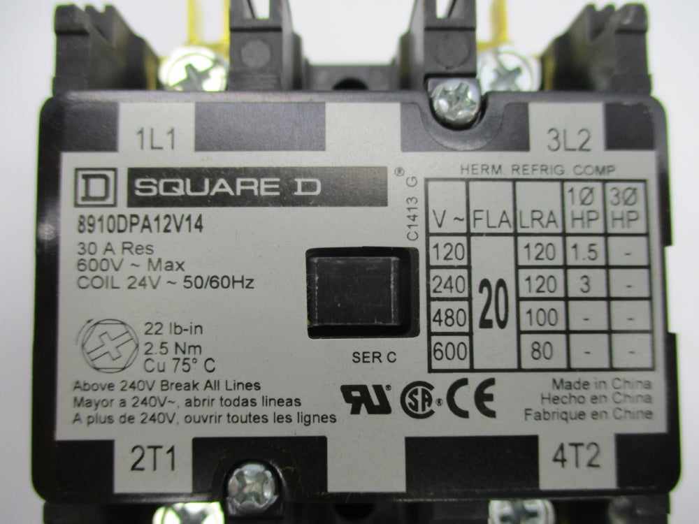 SQUARE D 8910DPA12V14 SER. C 24V NSNP
