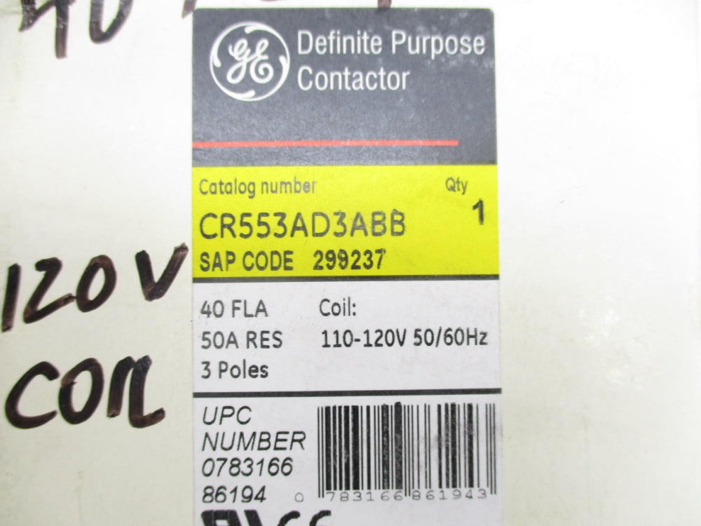 GENERAL ELECTRIC CR553AD3ABB 110/120V NSNP