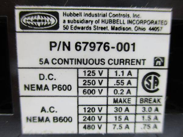 HUBBELL 67976-001 480VAC 7.5A NSNP