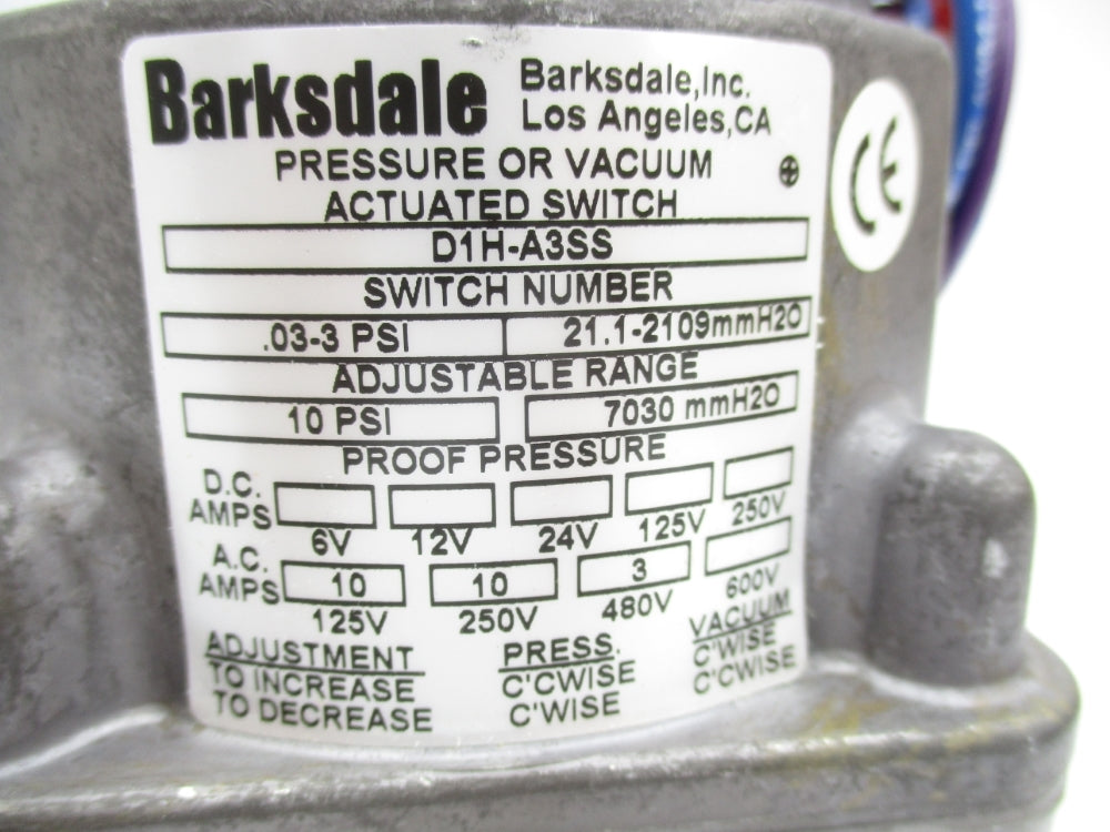 BARKSDALE D1H-A3SS 10PSI NSNP