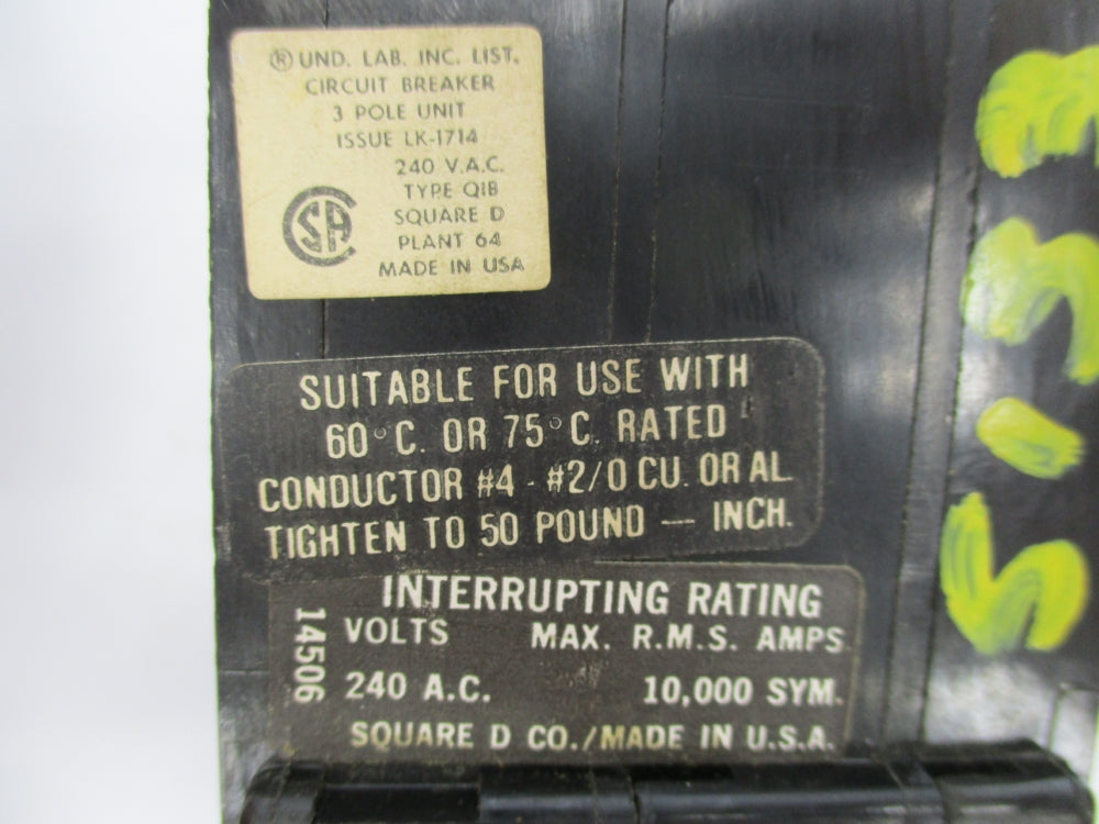 SQUARE D Q1B3100 240VAC 100A NSNP