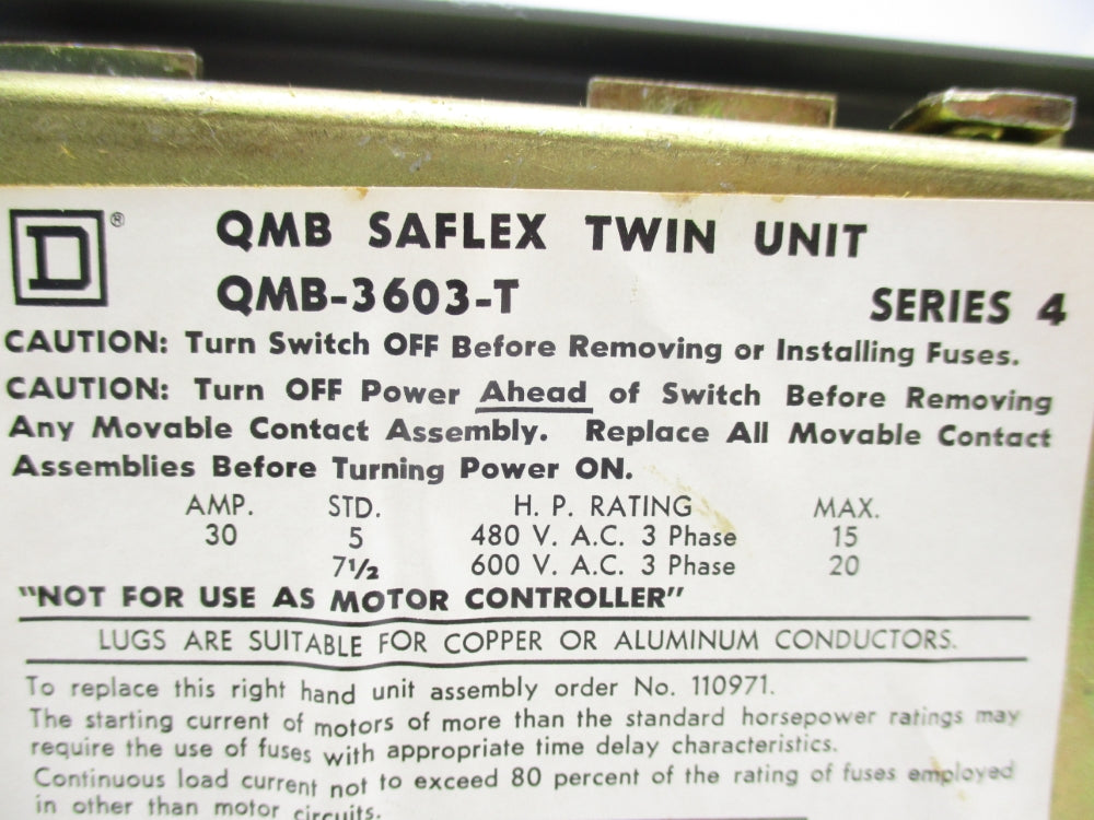 SQUARE D QMB3603T SER. 4 600VAC 30A NSMP