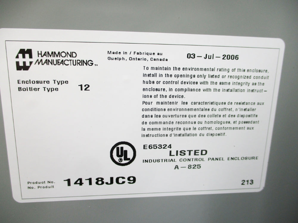 HAMMOND MANUFACTURING 1418JC9 NSNP