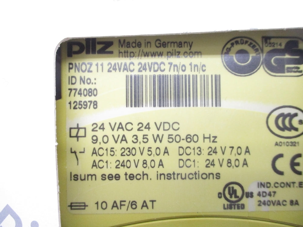 PILZ PNOZ1124VAC24VDC7N/O1N/C 24VAC/DC 8A NSMP