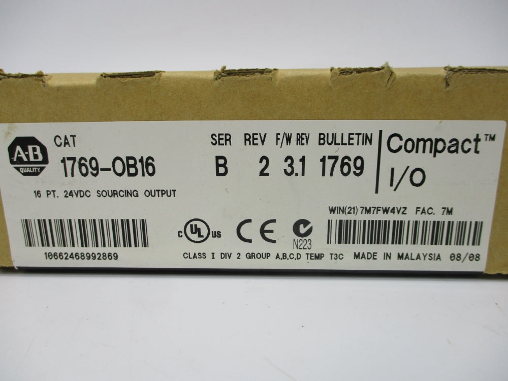 ALLEN BRADLEY 1769-OB16 SER. B F/W 3.1 DATE: 2008 NSFS
