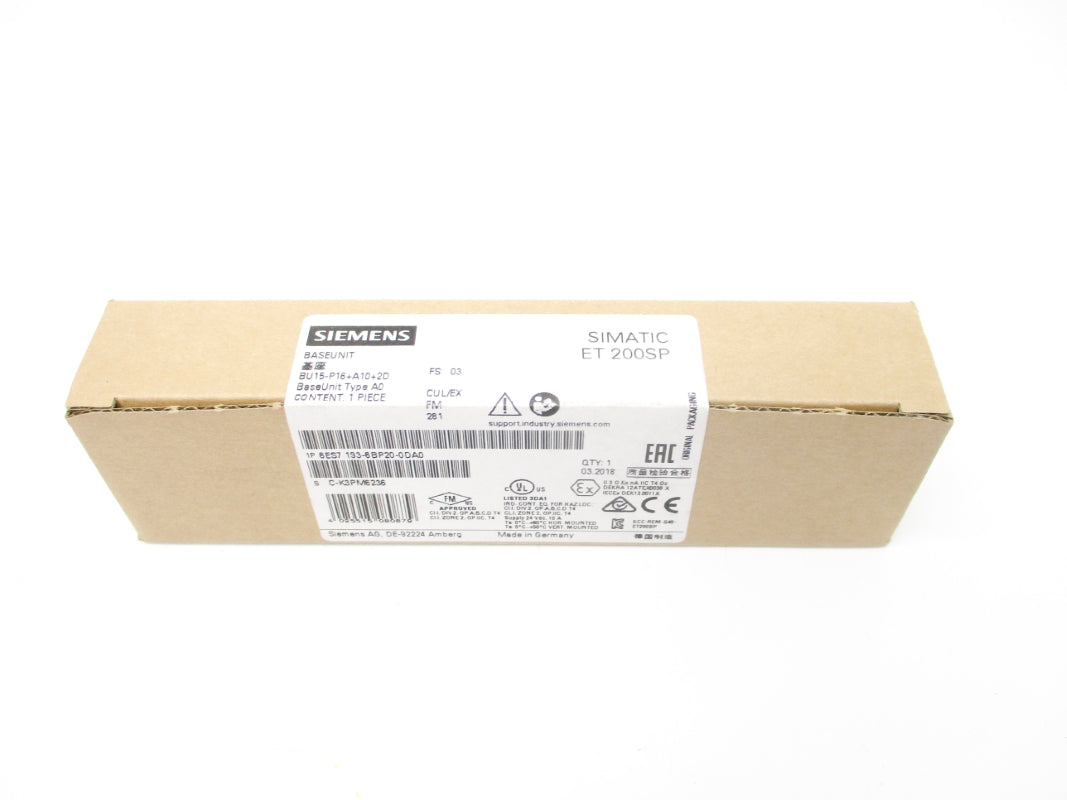 SIEMENS 6ES7193-6BP20-0DA0 NSFS