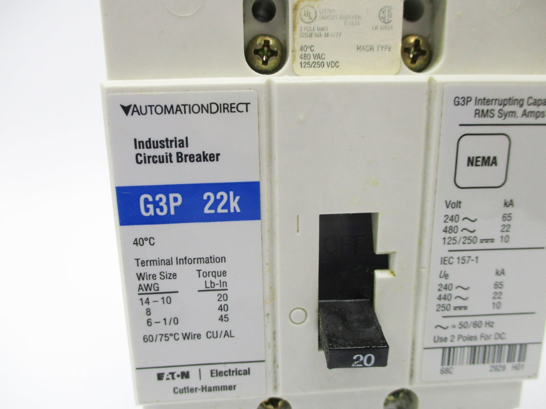AUTOMATION DIRECT G3P-22K 20A 480VAC NSNP