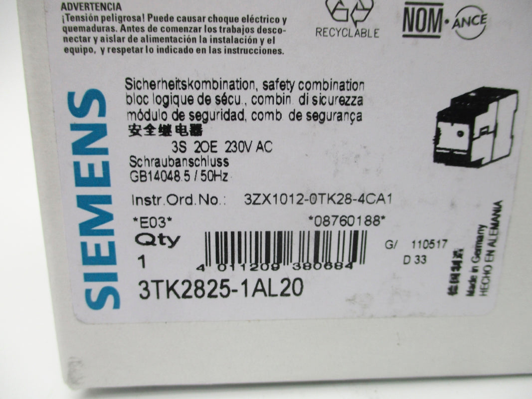 SIEMENS 3TK2825-1AL20 230VAC NSMP