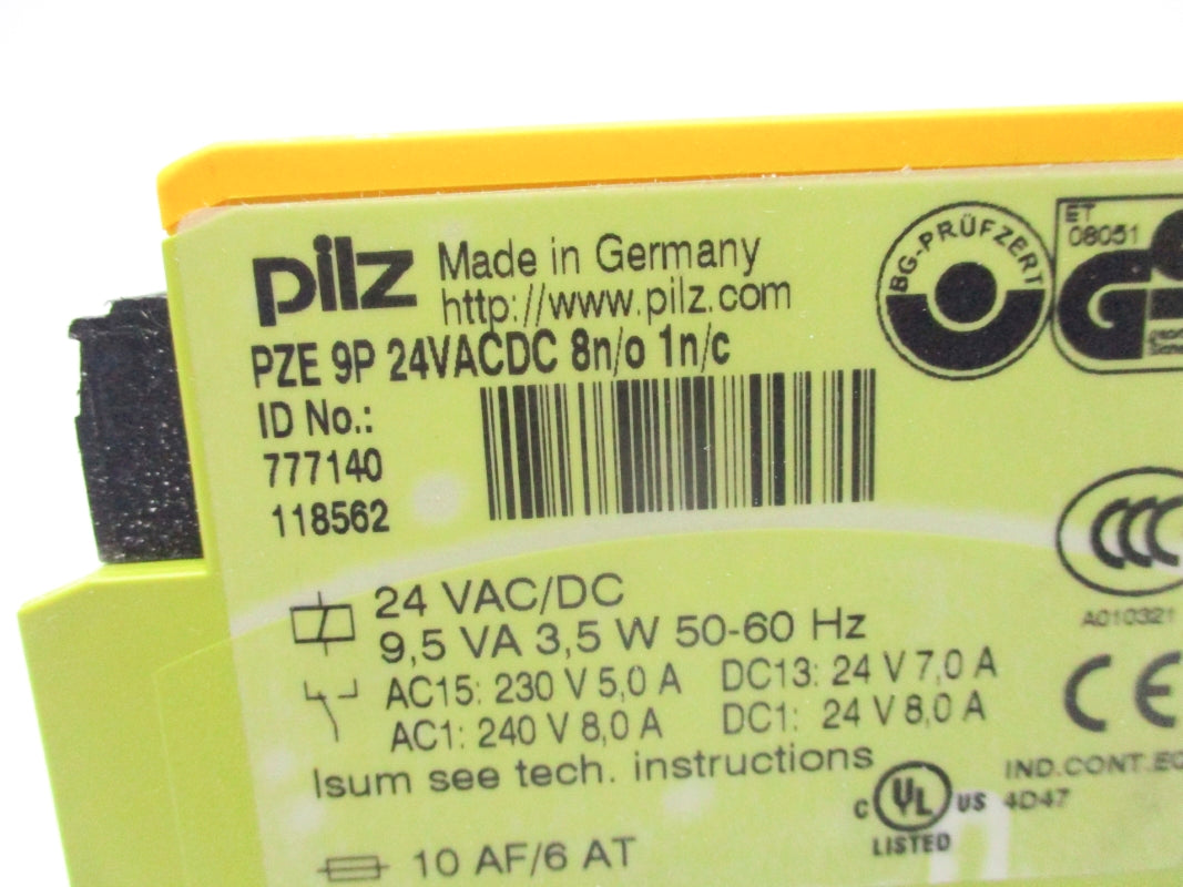 PILZ PZE9P24VACDC8N/O1N/C 777140 24VAC/DC NSNP