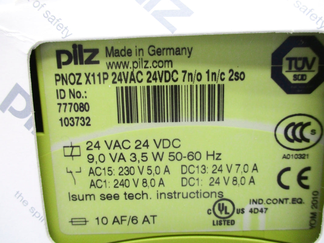 PILZ PNOZX11P24VAC24VDC7N/O1N/C2SO 77080 24VAC/DC 8A NSMP