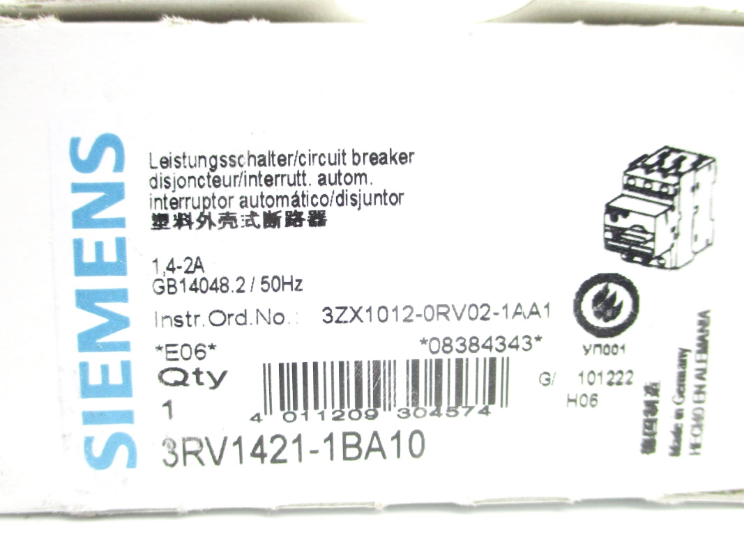 SIEMENS 3RV1421-1BA10 1.4-2A NSMP