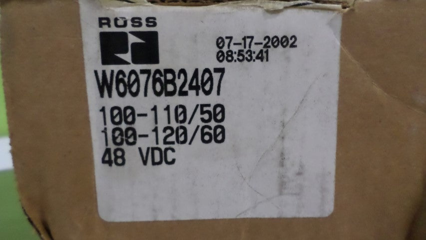 ROSS W6076B2407 SOLENOID VALVE, 100-120V, 50/60HZ, 48VDC *NEW IN BOX*