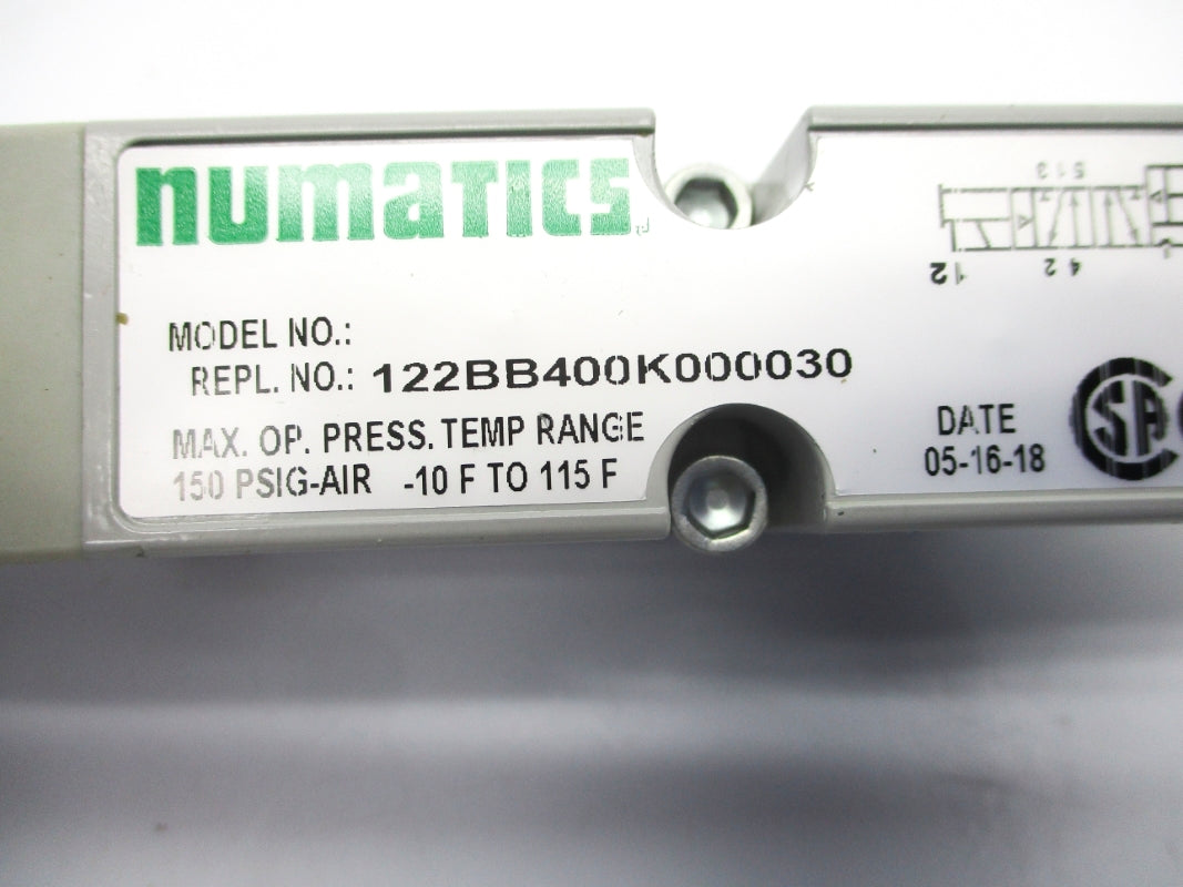 NUMATICS 122BB400K000030 110/120V 150PSI  -10-115'F NSNP