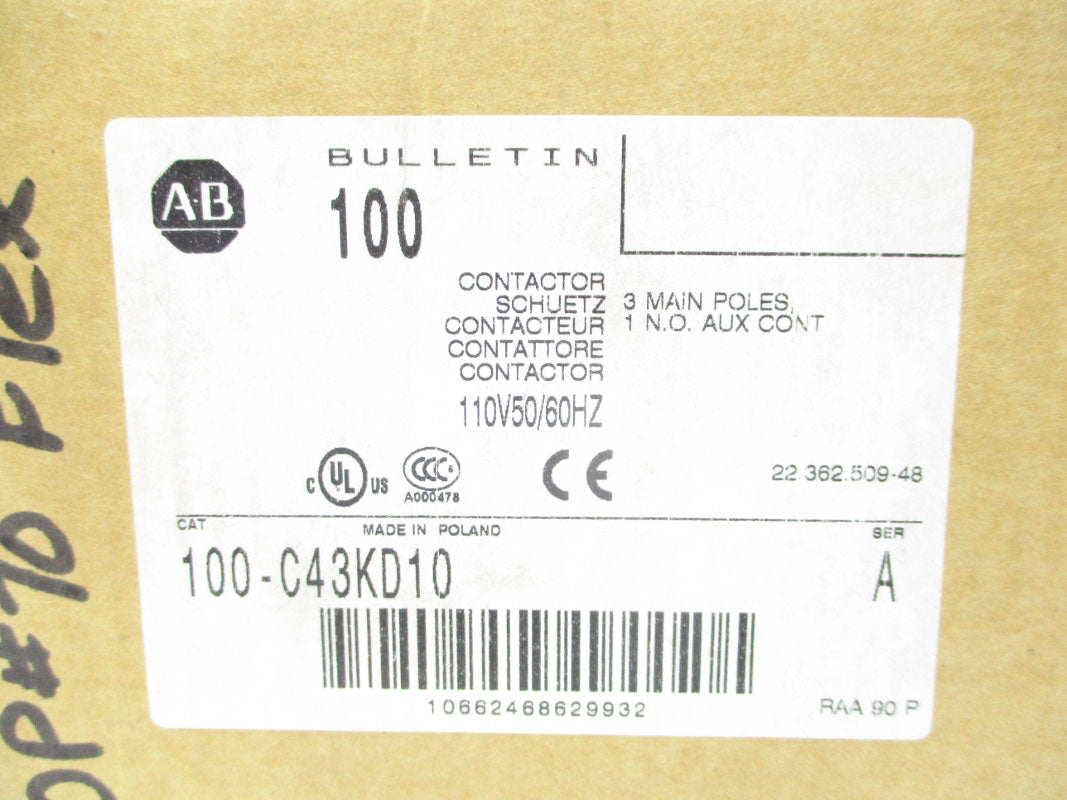 ALLEN BRADLEY 100-C43KD10 SER. A 110V NSMP