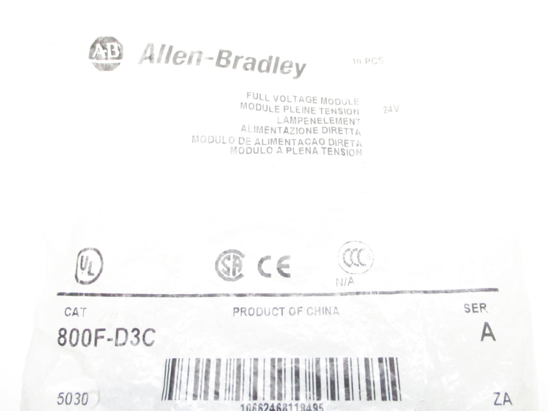 ALLEN BRADLEY 800F-D3C SER. A (PKG OF 10) NSMP