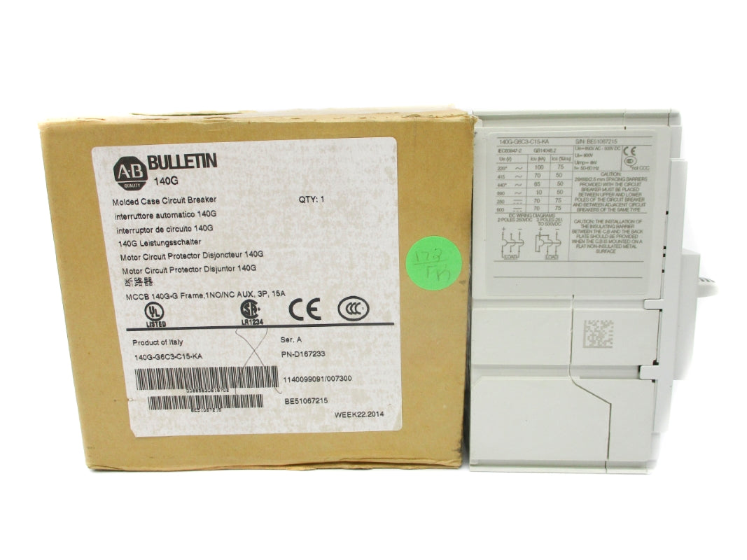 ALLEN BRADLEY 140G-G6C3-C15-KA SER. A 15A 480V NSMP