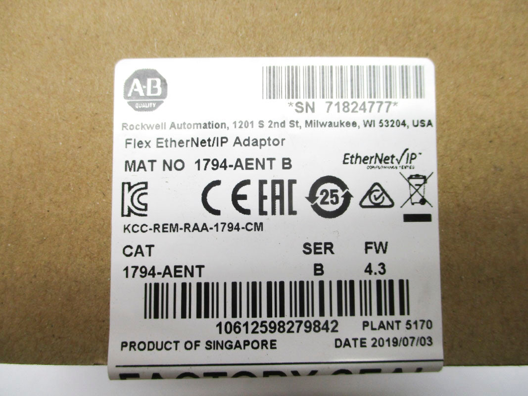 ALLEN BRADLEY 1794-AENT SER. B F/W 4.3 DATE: 2019 NSFS