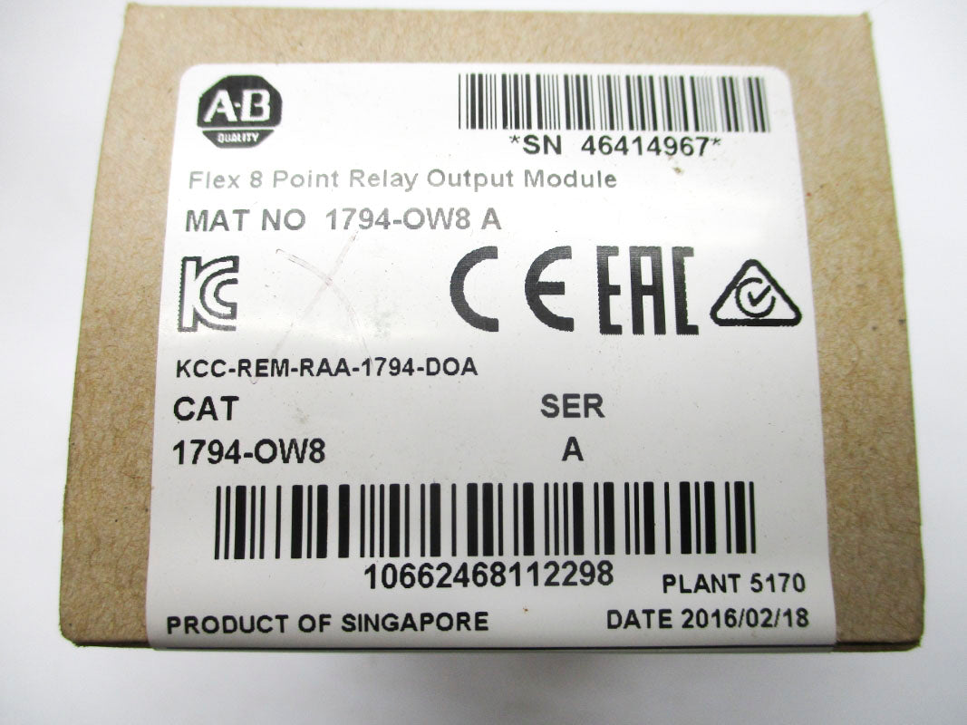 ALLEN BRADLEY 1794-OW8 SER. A DATE: 2016 NSFS