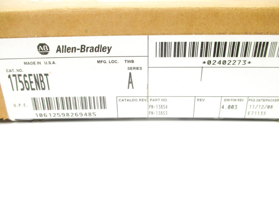 ALLEN BRADLEY 1756-ENBT SER. A F/W 4.003 24VDC NSMP