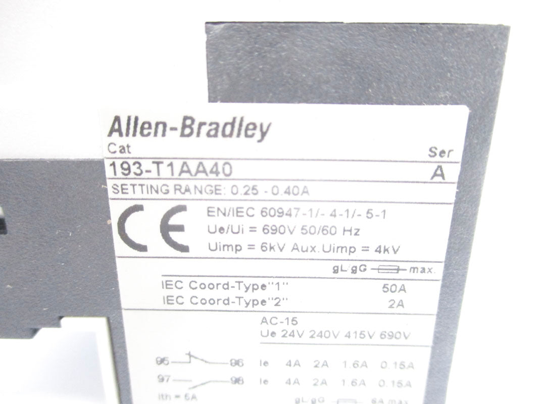 ALLEN BRADLEY 193-T1AA40 SER. A 0.25-0.40A 690V NSNP