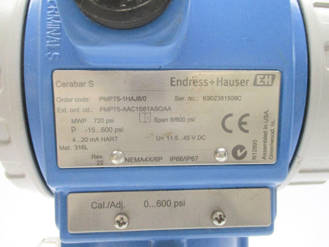 ENDRESS+HAUSER PMP75-AAC1S61ASGAA 11.5-45VDC 720PSI NSNP