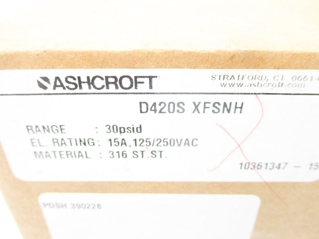 ASHCROFT D420SXFSNH 30PSI 15A 250VAC NSMP