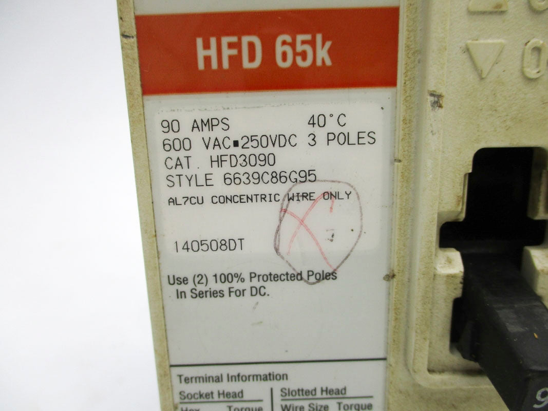 EATON HFD3090 90A 600VAC UNMP