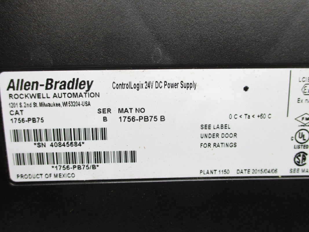 ALLEN BRADLEY 1756-PB75 SER. B 24VDC UNMP