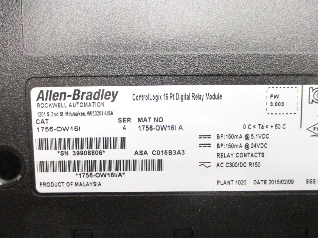 ALLEN BRADLEY 1756-OW16I SER. A F/W 3.003 24VDC UNMP