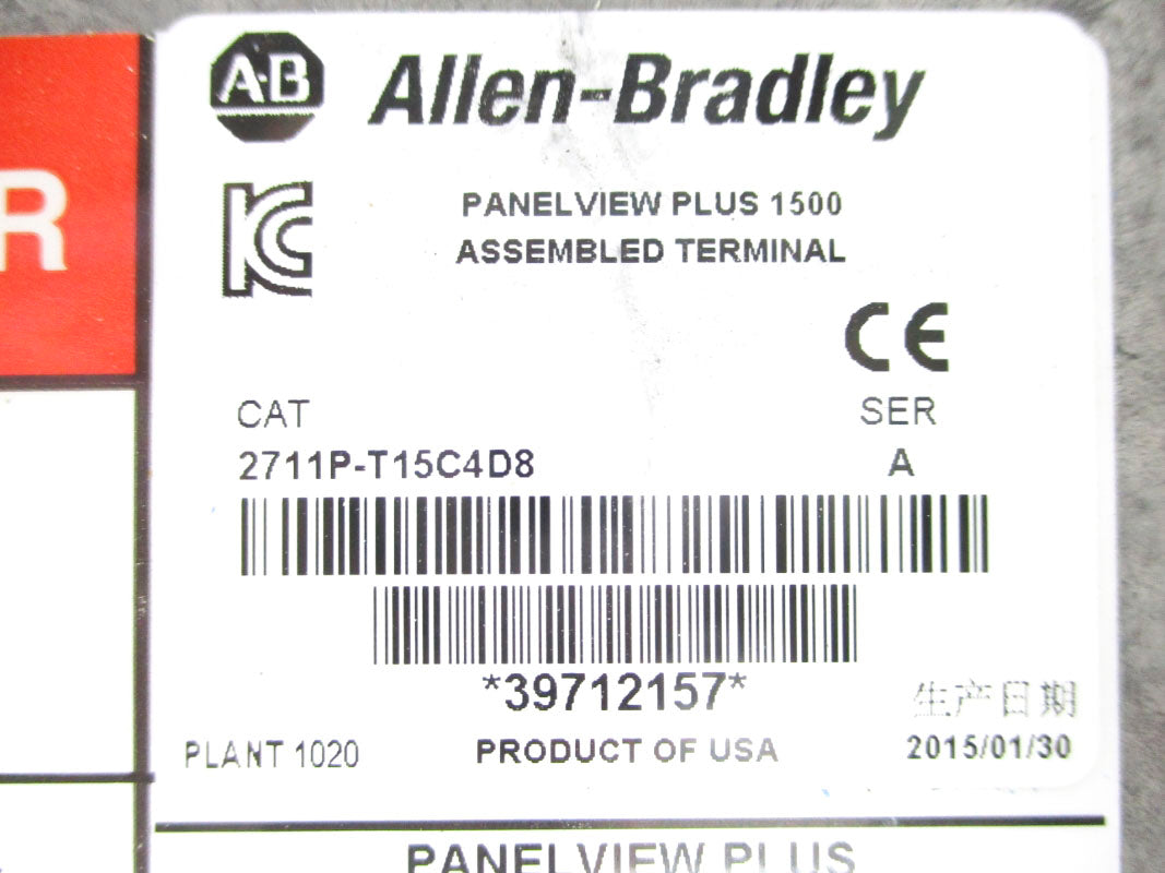 ALLEN BRADLEY 2711P-T15C4D8 SER. A 24VDC UNMP