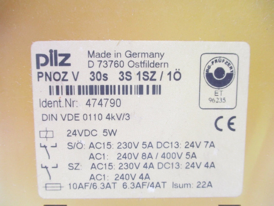 PILZ PNOZV30S3S1SZ/1O 474790 24VDC 30S UNMP