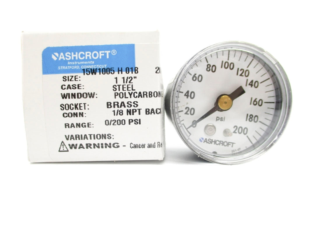 ASHCROFT 15W1005H01B200# 200PSI 1-1/2"  NSMP