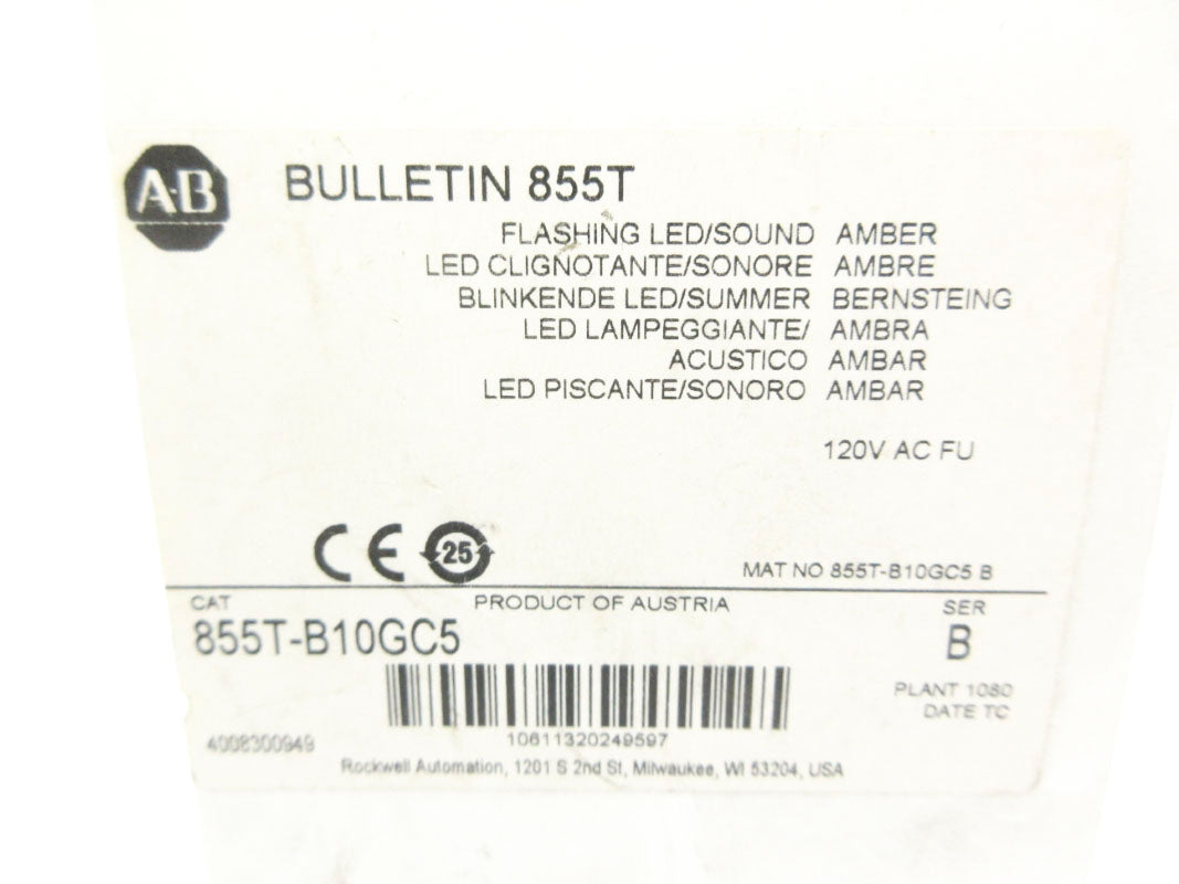 ALLEN BRADLEY 855T-B10GC5 SER. B 120VAC (WH) NSMP