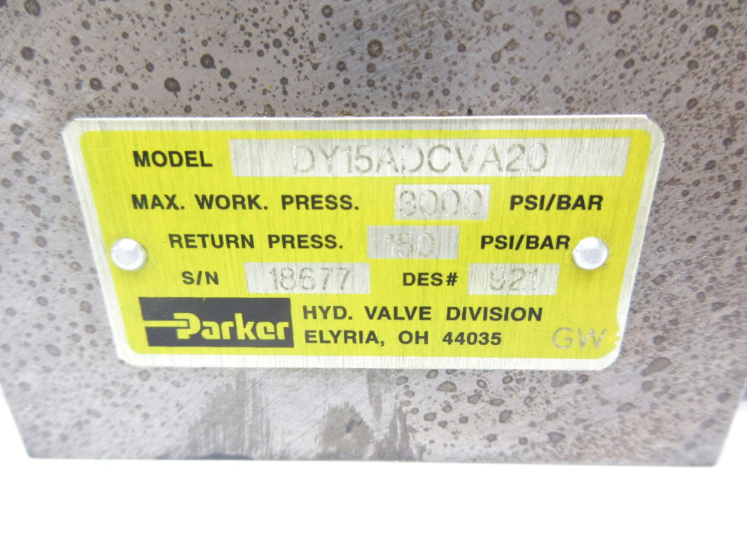 PARKER DY15ADCVA20 3000PSI NSNP