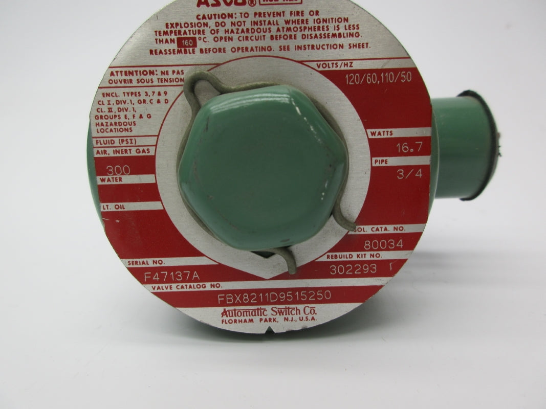 ASCO FBX8211D9515250 110/120V 300PSI UNMP