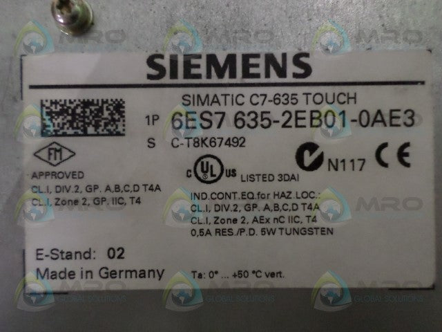 SIEMENS SIMATIC C7-635 6ES7635-2EB01-0AE3 MEMBRANE TOUCH KEYPAD *USED*