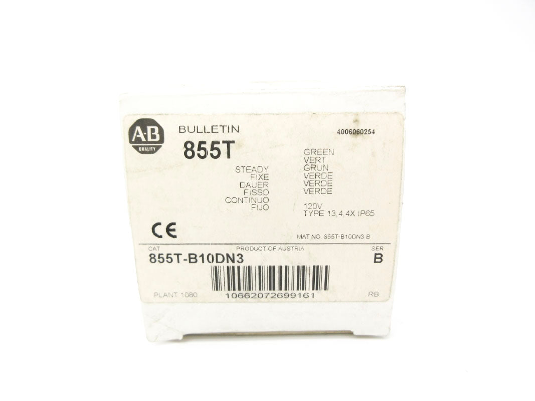 ALLEN BRADLEY 855T-B10DN3 SER. B 120VAC 0.058A (WH) NSMP