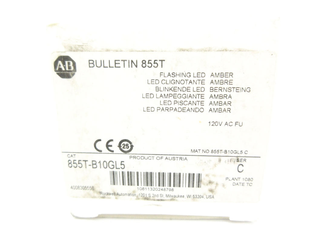 ALLEN BRADLEY 855T-B10GL5 SER. C 120VAC (WH) NSMP