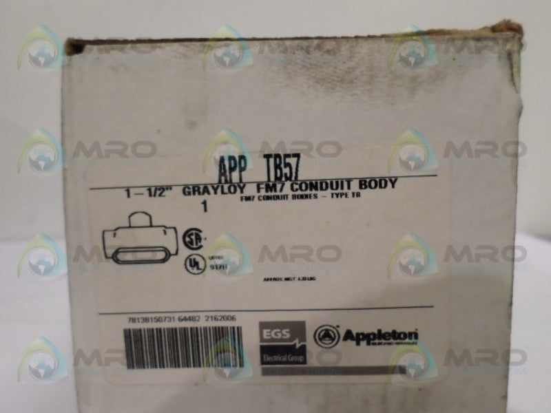 APPLETON APPTB57 GRAYLOY FM7 CONDUIT BODY *NEW IN BOX*