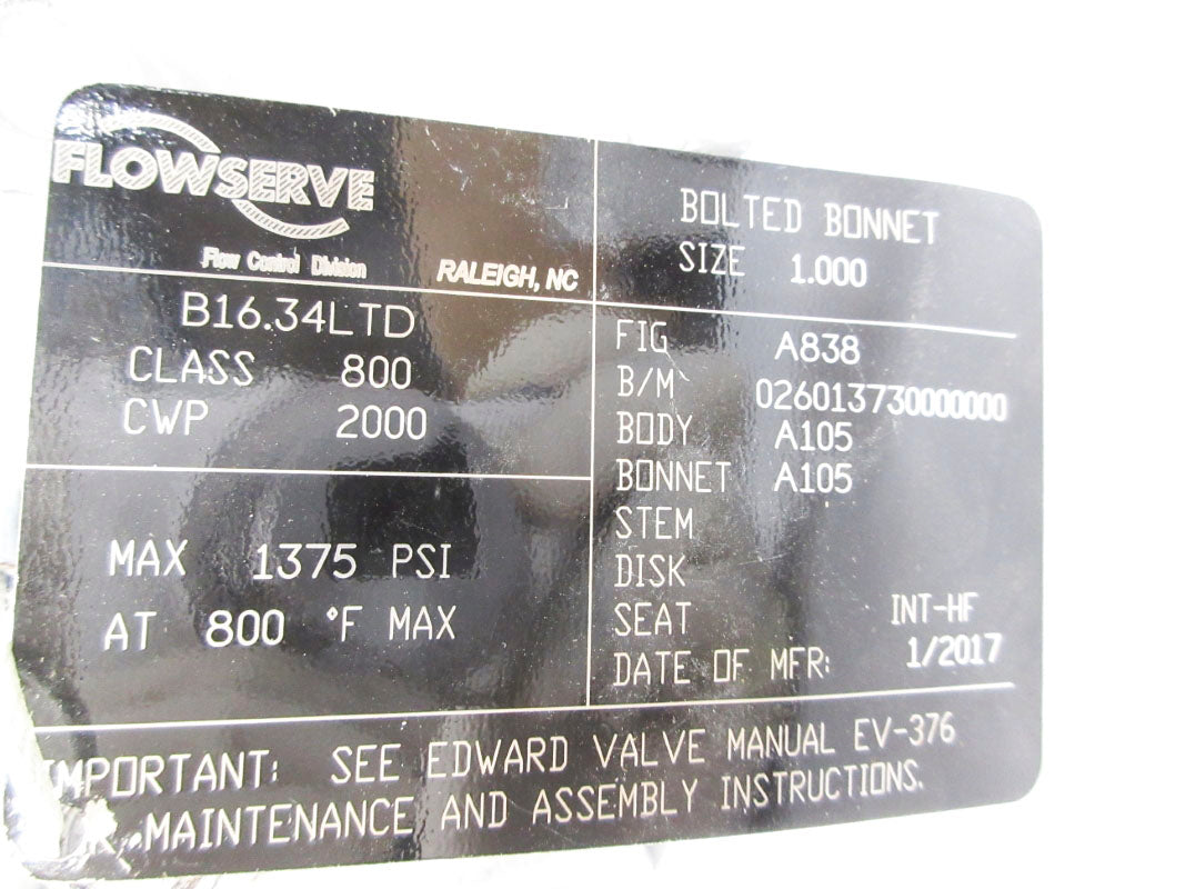 FLOWSERVE B16.34LTD A838 1375PSI NSNP