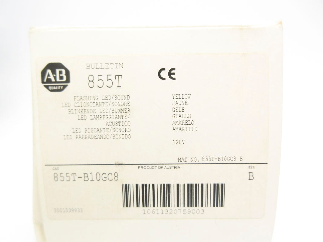 ALLEN BRADLEY 855T-B10GC8 SER. B 120V (WH) NSMP