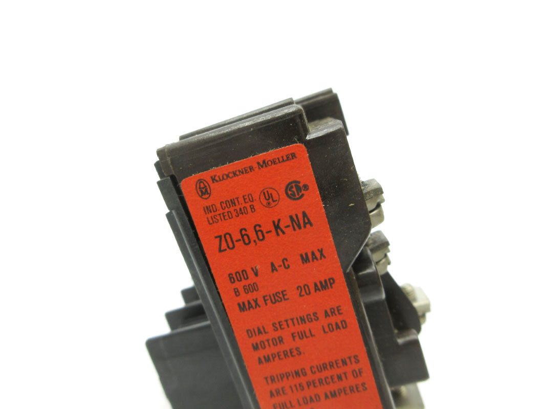 KLOCKNER MOELLER Z0-6,6-K-NA 600VAC 20A NSNP