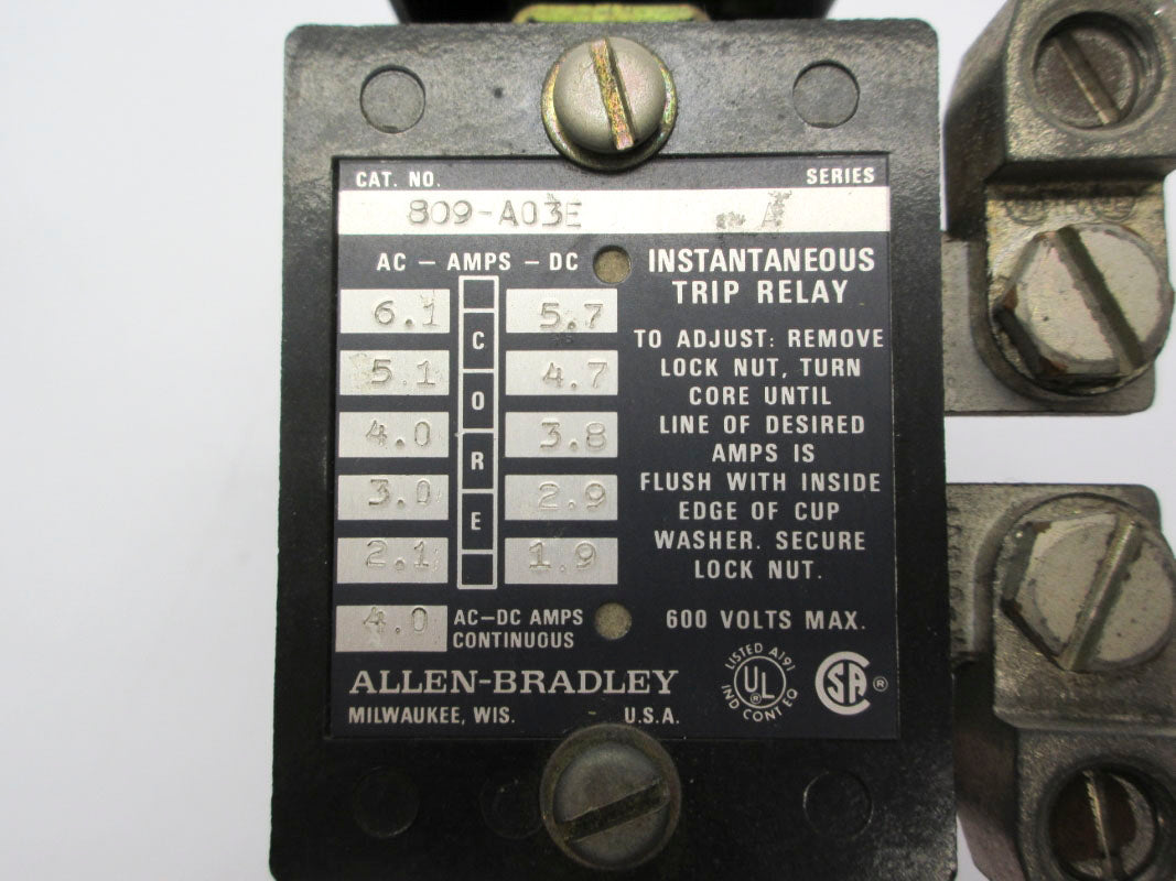 ALLEN BRADLEY 809-A03E SER. A 600V 4.0A UNMP