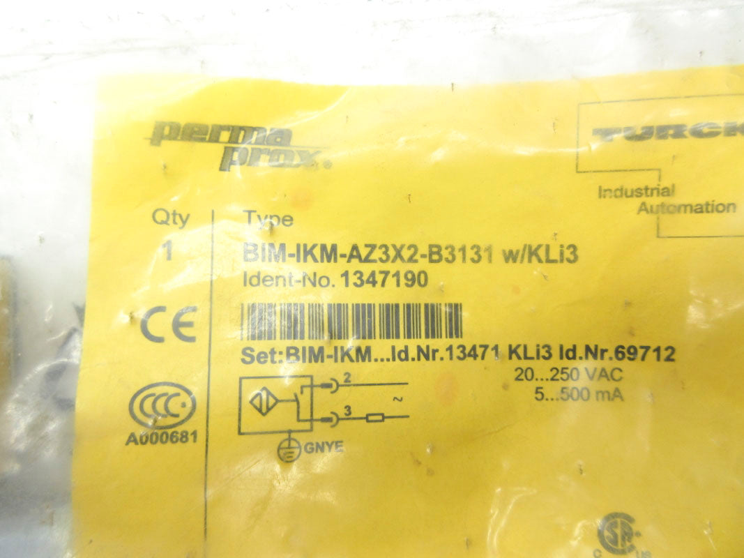 TURCK BIM-IKM-AZ3X2-B3131 W/KLI3 1347190 20-250VAC NSMP
